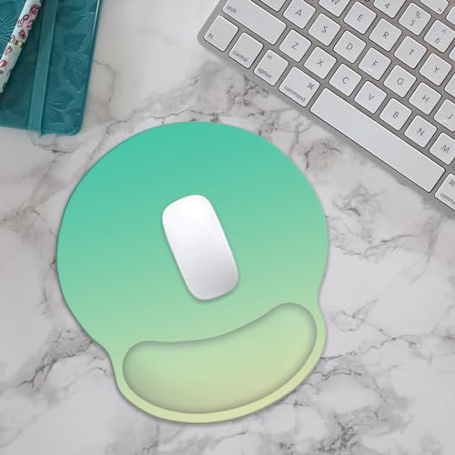 Mouse Pad with Wrist Rest Support, Ergonomic Gaming Mouse Pad with Non-Slip PU Base, Smooth Lycra Material for Computer, Laptop, Office and Home, Easy Typing & Pain Relief (Green)