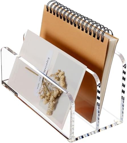 SANRUI Acrylic Mail Sorter Desktop Organizer Holder, 2 Compartments Clear