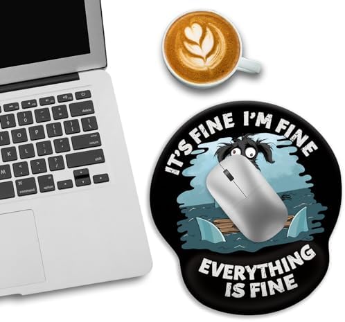 LIMKRIAN Funny Dog Ergonomic Mouse Pad with Gel Wrist Rest, It's Fine