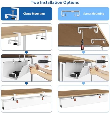 Zilink Under Desk Management Tray Desk Cable Organizer 40 inch, White