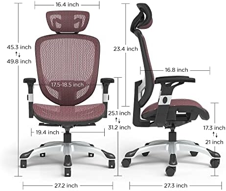 Staples Hyken Ergonomic Mesh Task Chair, Lumbar Support, Swivel, Maroon