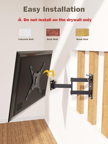 Mounting Dream TV Wall Mount Bracket for Most of 26-55 Inch LED, LCD, OLED and Plasma Flat Screen TV with Full Motion Swivel Articulating Arm up to VESA 400x400mm and 77 lbs, MD2393-MX