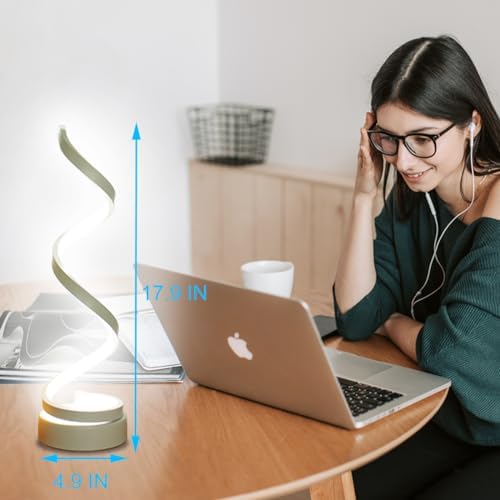 Modern Table Lamps Set of 2, Dimmable Spiral Table Lamps for Night Stand, 12W LED Desk Lamp 3 Color 10 Brightness Level Bedside Lamps Desk Light Office Lamp for Bedroom, Living Room (White)