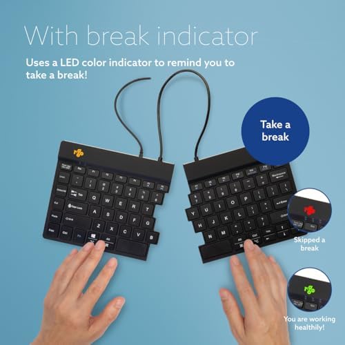 R-Go Ergonomic Split Keyboard, Scissors Mechanism, Anti-Carpal Tunnel, 2 Part Design Keyboard for Arthritis, with Break Software, QWERTY (US) Layout, USB-C Wired, for Windows/MacOS, Black