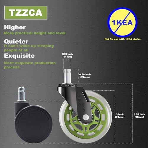 Office Chair Wheels Replacement Rubber Chair Casters Heavy Duty