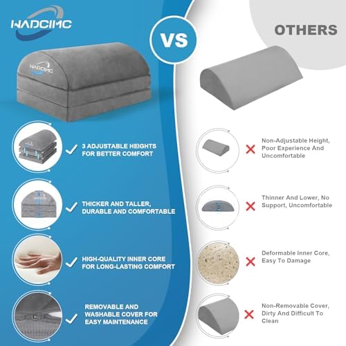 Foot Rest for Under Desk at Work, Foot Stool with Washable Cover, Comfortable Office Desk Accessories, Footrest with 3 Adjustable Heights, for Offices Gaming Chair, for Leg Support, Gray