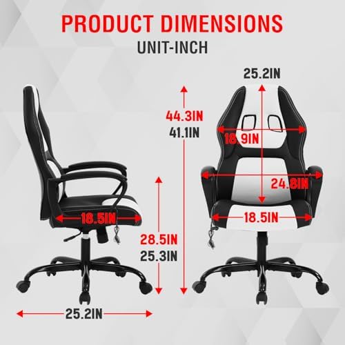 NChanmar Computer Gaming Chair Ergonomic High-Back Office Chair/White