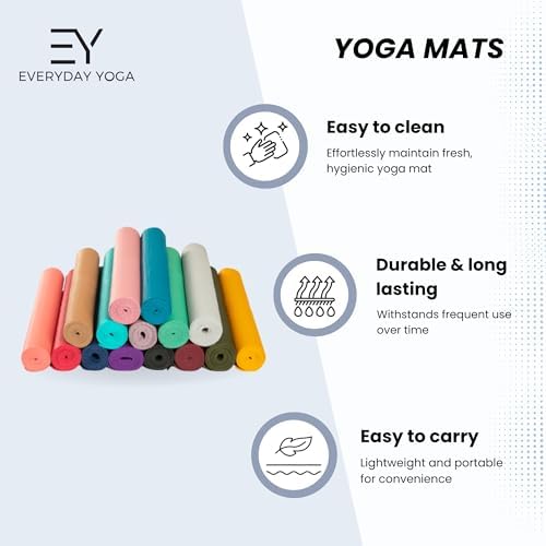 Everyday Yoga Deluxe Mat, Spacious 72"x24" Non-Slip, 3-5mm Extra Thick