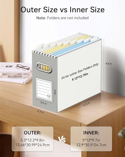 Oterri Portable Collapsible Cardboard File Box with Handle for Letter-Size
