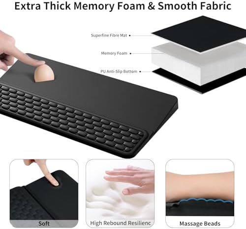 Wrist Rest for Computer Keyboard, Keyboard Wrist Rest, Ergonomic Keyboards Holder for Easy Typing Working, Wrist Pad for Keyboards with Comfortable Wrist Rest for Keyboard Black