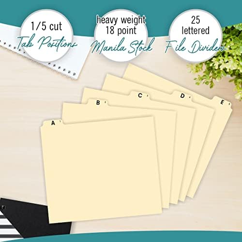 EXTRIC Alphabetical File Organizer 25 File Cabinet Dividers A-Z with Tabs