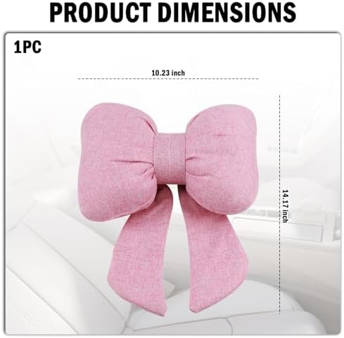 Cute Bow Car Headrest Pillow,Comfortable & Skin-Friendly Car Neck Pillow