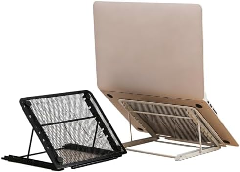 Ergonomic Laptop Tablet Stand Metal Mesh Ventilated Desktop Adjustable Computer Holder Riser Compatible with Apple MacBook Air Pro Dell XPS HP Samsung Lenovo More Laptops up to 16" (Black)