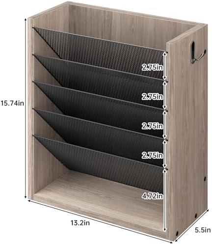 Mail Organizer Wall Mounted, 6-Slot Hanging File Organizer with Key Holder