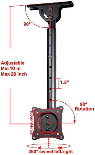 VideoSecu ML405B2 LCD LED UHD Monitor TV Ceiling Mount for Most 19 22 23 24 26 27 28 29 32 39 42 Flat Panel Display with VESA100x100, 75x75, Fit Flat and vaulted Ceiling M0B