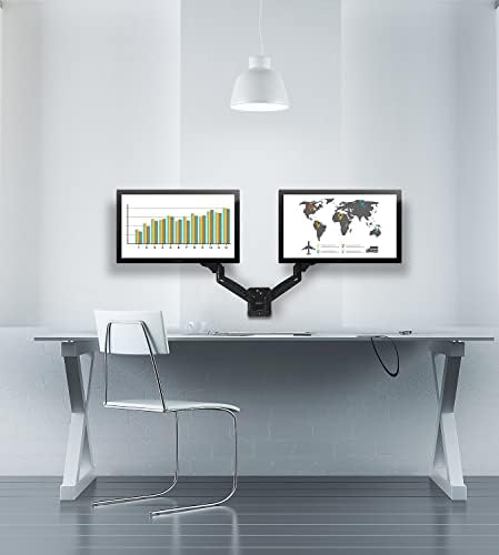 Mount-It! Dual Monitor Wall Mount - 2 Monitor Wall Mount Arms - Full Motion Height Adjustable Computer Monitor Wall Mounting Bracket with Two Articulating Arms for up to 27" Screens, 75 100 mm VESA