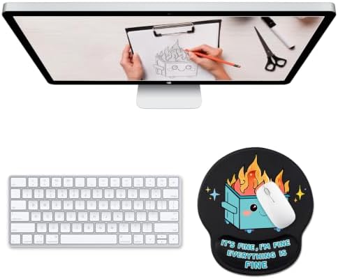Hancynir Dumpster on Fire Ergonomic Mouse Pad with Wrist Support Desk Decor