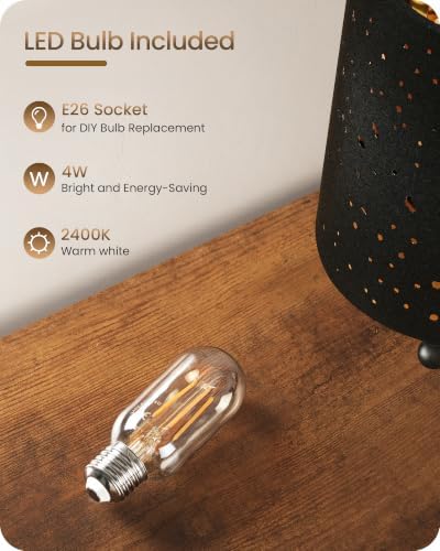 Black Table Lamps Set of 2, 8.1" Small Bedside Lamps Set of 2
