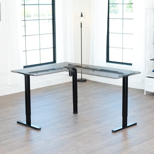 VIVO White Electric Corner 3 Leg Standing Desk Frame, DESK-E355W