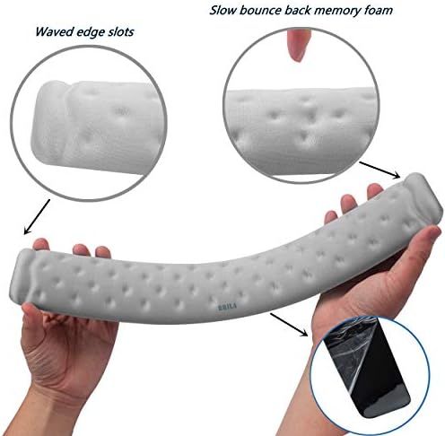 BRILA Memory Foam Mouse & Keyboard Wrist Rest Support Pad Cushion Set for Computer, Laptop, Office Work, PC Gaming - Massage Holes Design - Easy Typing Wrist Pain Relief (Grey Bundle)