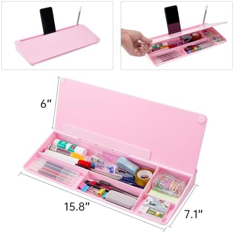 TSJ OFFICE Desktop Whiteboard Dry-Erase-Board - Computer Keyboard Stand White Board Surface Pad with Drawer, Desk Organizers with Accessories for Office, Home, School Supplies - Complete Pink
