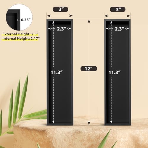 Bamboo Kitchen Drawer Organizer, 2-Pack, 12" x 3" x 2.5"，Black