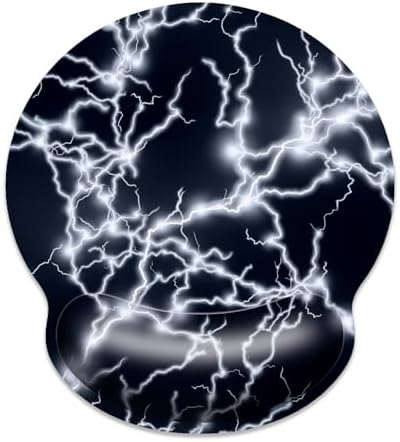 Gaming Mouse Pad Wrist Support,Ergonomic Mouse Pad with Wrist Rest,Comfortable Mousepad with Smooth Wrist Rest,Pain Relief Mouse Pads for Non-Slip Base,Computer,Laptop,Office，Home（Black Lightning）