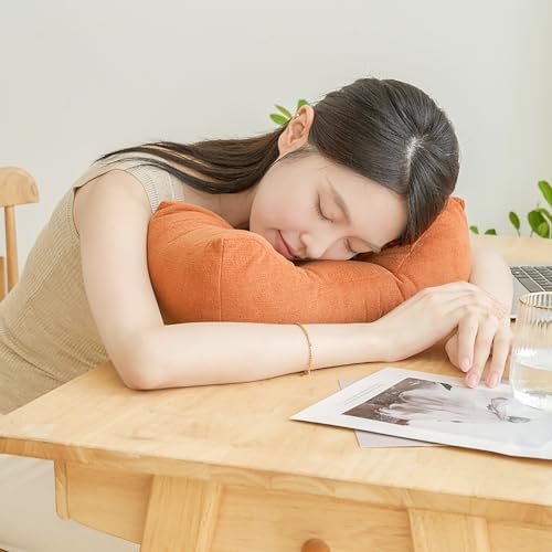 Be&xn Soft Lumbar Support Pillow for Office Chair & Car, Corduroy Back Support Pillow for Lower Back Pain Relief, Ergonomic Design Back Cushion for Sleeping and Resting (Orange)
