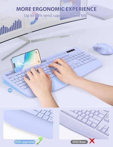 SABLUTE Wireless Keyboard and Mouse Combo, Full Size, Ergonomic Wrist Rest