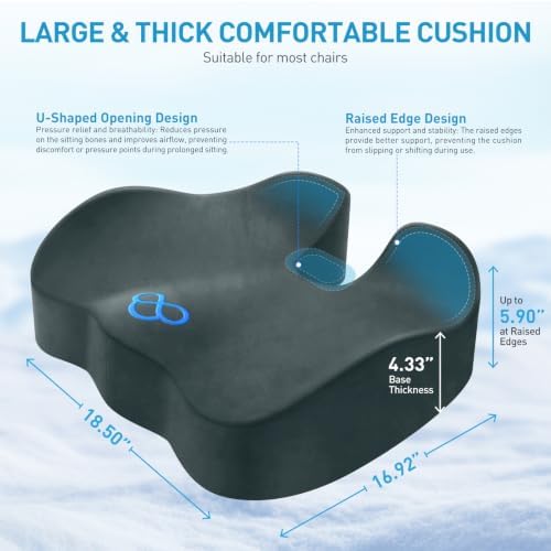 BlissTrends Extra Thick Seat Cushion for Office Chair & Car Seat, DarkGreen