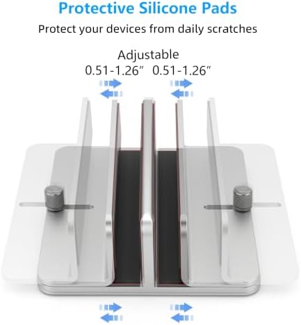Vertical Laptop Stand, Dual Slot Adjustable Laptop Holder for Desk