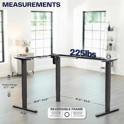 VIVO Black Electric Corner 3 Leg Standing Desk Frame, DESK-E347B