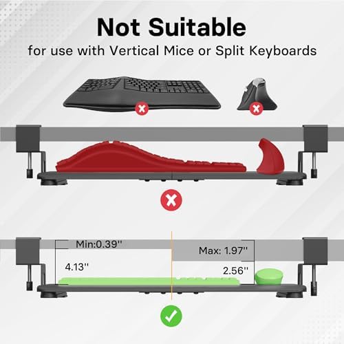 BONTEC Under Desk Keyboard Tray, Pull-Out Keyboard & Mouse Platform