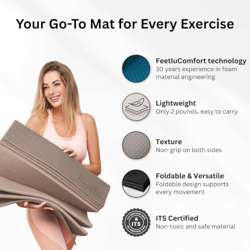 Foldable Yoga Mat, 72" x 24", 6/8/10/12mm