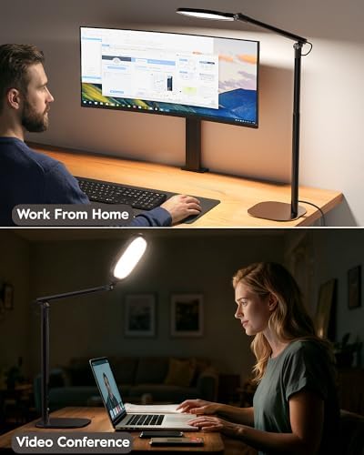 LitONES Tall LED Desk Lamps Home Office, Edge-Lit Eye-Care, 50 Light Modes