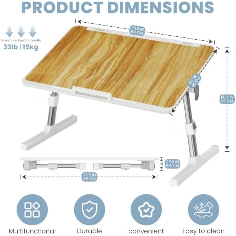 Adjustable Lap Desk, Foldable Laptop Desk for Bed, X-Large Lap Table