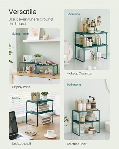 SONGMICS Cabinet Organizer Shelf, Set of 2 Spice Rack, Kitchen Storage