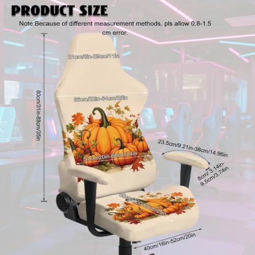 Gaming Chair Cover Stretchable Fall Pumpkin Harvest Computer Desk Chair Cover with Armrest Covers,4Pc/Set Soft Non Slip Office Chair Covers Slipcovers