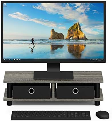 FURINNO Turn-N-Tube Monitor Stand, French Oak Grey/Black