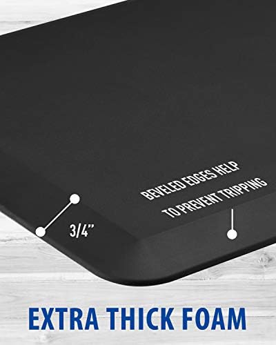 Anti Fatigue Standing Desk Pad - Comfort Floor Mat for Kitchens, Standing Desks and Garages, Relieves Foot, Knee, and Back Pain, Thicken Core Foam Phthalate Free (18x24x3/4-Inch, Black)