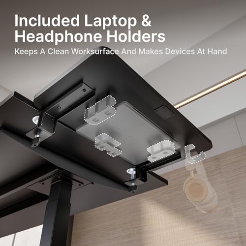 PEGZONE Desk Extender Tray, 24" x 12", with Laptop Holder, Medium, Black
