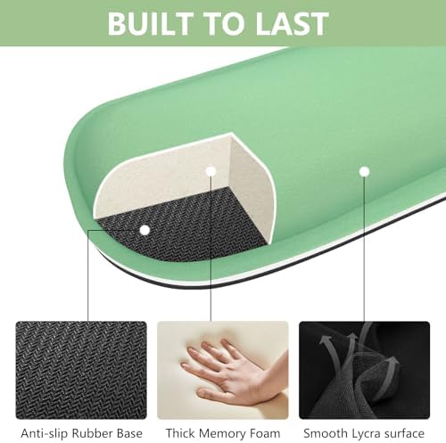 Wrist Rest for Computer Keyboard and Mouse, Ergonomic Design Wrist Support Pad for Keyboard, Soft Memory Foam Desk Pads Support Hand and Arm Easy Typing Pain Relief, 2 Piece Pad, Green