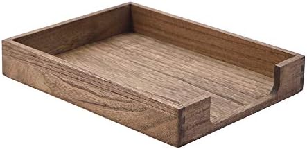 KIRIGEN Wooden Letter Tray, Single-Tier Paper Organizer for Desk, Brown TP