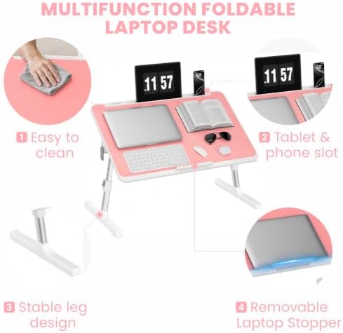 Adjustable Lap Desk, Foldable Laptop Desk for Bed, X-Large Lap Table