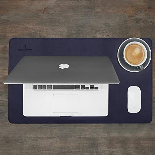 Gallaway Leather Desk Mat - Office Writing Desk Pad, Medium 24" x 14" Navy Blue, Gift Ready Elegant Computer Desk Cover Protector