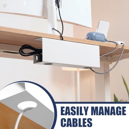 2 Pack Under Desk Cable Management Tray,Hold 11 lbs, 16 x 5 x 3 Inch, White