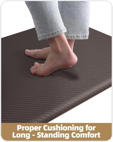 Color&Geometry Antifatigue Kitchen Mat for Floor 20x71-3/4 in Thick, Brown