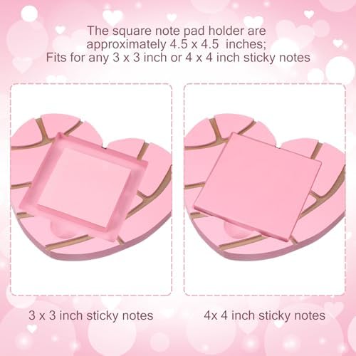 Mexican Concha Heart Sticky Note Holder Pink Notepad Dispenser