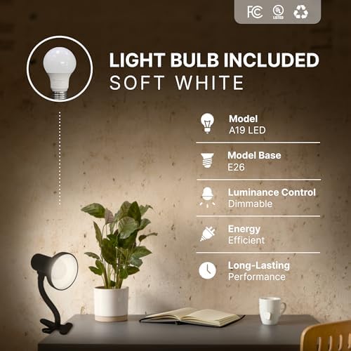 Xtricity LED Clip on Desk Lamp with 360° Flexible Gooseneck (Black Finish)