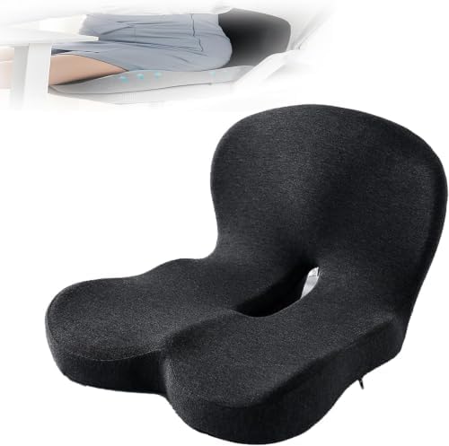 Orthopedic Seat Cushion, L-Shaped Memory Foam Back and Seat Cushion with Lumbar Support, Ergonomic Non-Slip Car Seat Cushion for Office Chair, Car, Wheelchair, Tailbone Pain Relief (B Type)